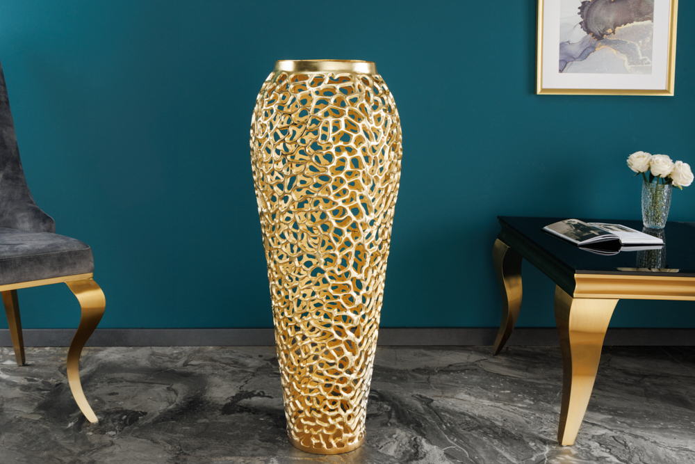 Filigrane Design XXL Vase ABSTRACT LEAF 90cm gold Handarbeit