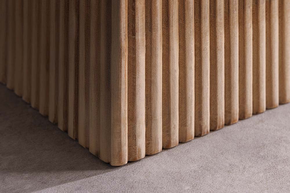 Massives Sideboard ART DECO 170cm weiß gekälkt Mangoholz 3D-Front handmade
