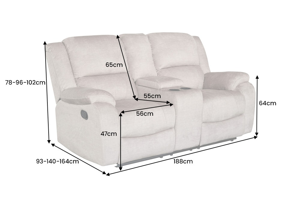 Exklusiver 2er Kinosessel HOLLYWOOD champagner beige hochwertiger Vogue Veloursstoff mit Cupholder