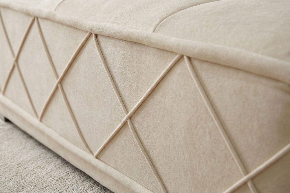 Modernes XXL Ecksofa DECADENCIA 320cm beige Samt Bigsofa inkl. Kissen