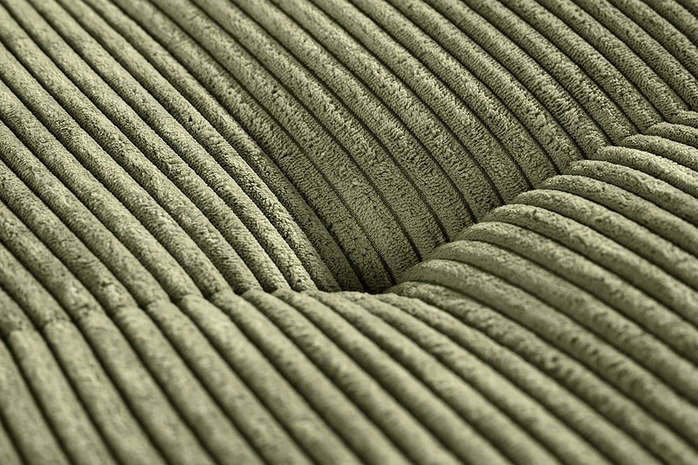 Modernes Ecksofa KENT 220cm grün Cord inkl. Hocker Federkern L-Form Wohnlandschaft