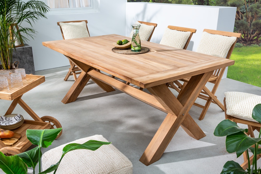 Wetterfester Gartentisch EMPIRE TEAK 180cm Teak Massivholz Outdoor Esstisch