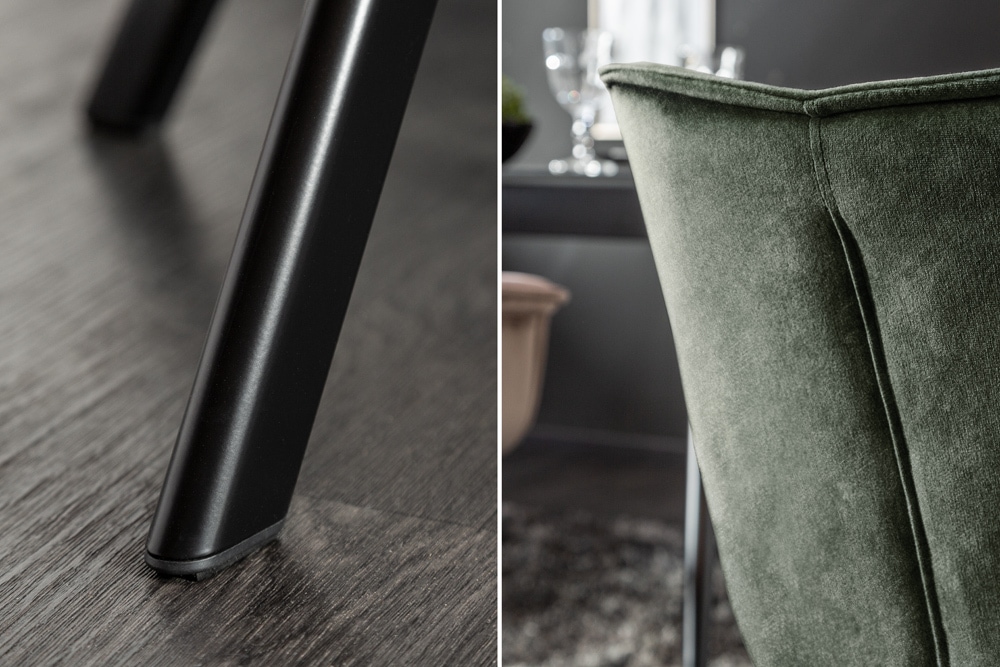 Drehbarer Stuhl THE DUTCH COMFORT dunkelgrün Samt mit Armlehnen Modern Design