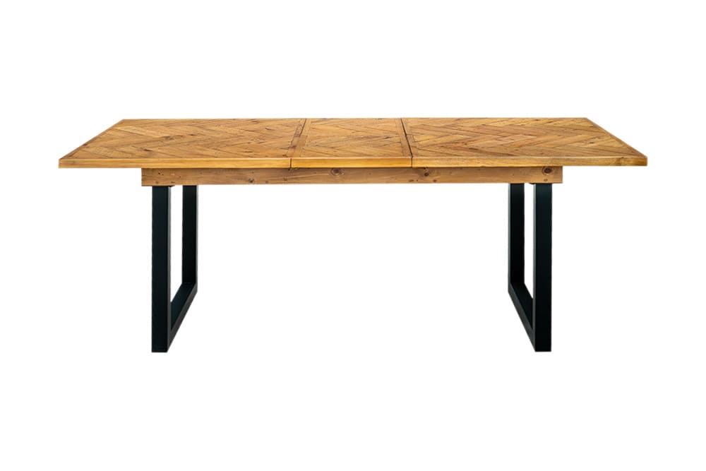Ausziehbarer Esstisch MOSAIK 160-200cm braun Pinie recyceltes Massivholz Metall schwarz » Jetzt kaufen