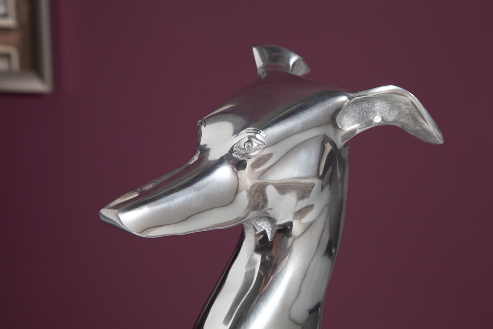Elegante Windhund Skulptur GREYHOUND 70cm Aluminium Design Figur