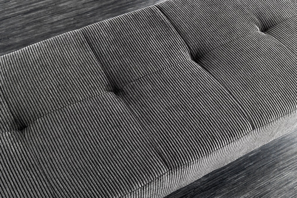 Design Sitzbank BOUTIQUE 100cm dunkelgrau Cord schwarze Metallbeine
