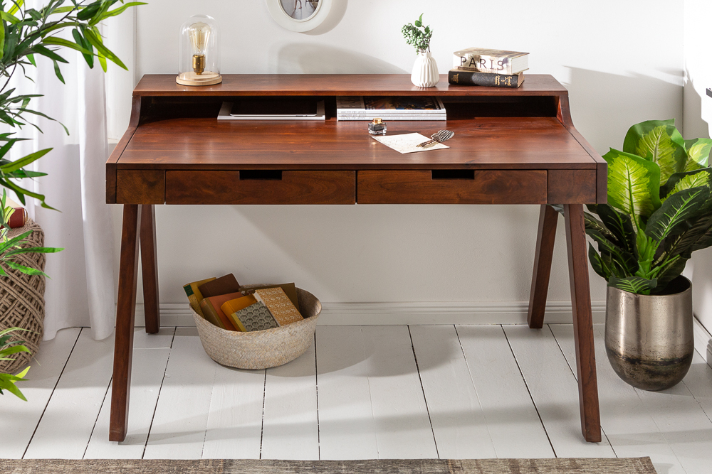 Massiver Sekretär MONSOON 120cm Akazie Schreibtisch Markant Finish