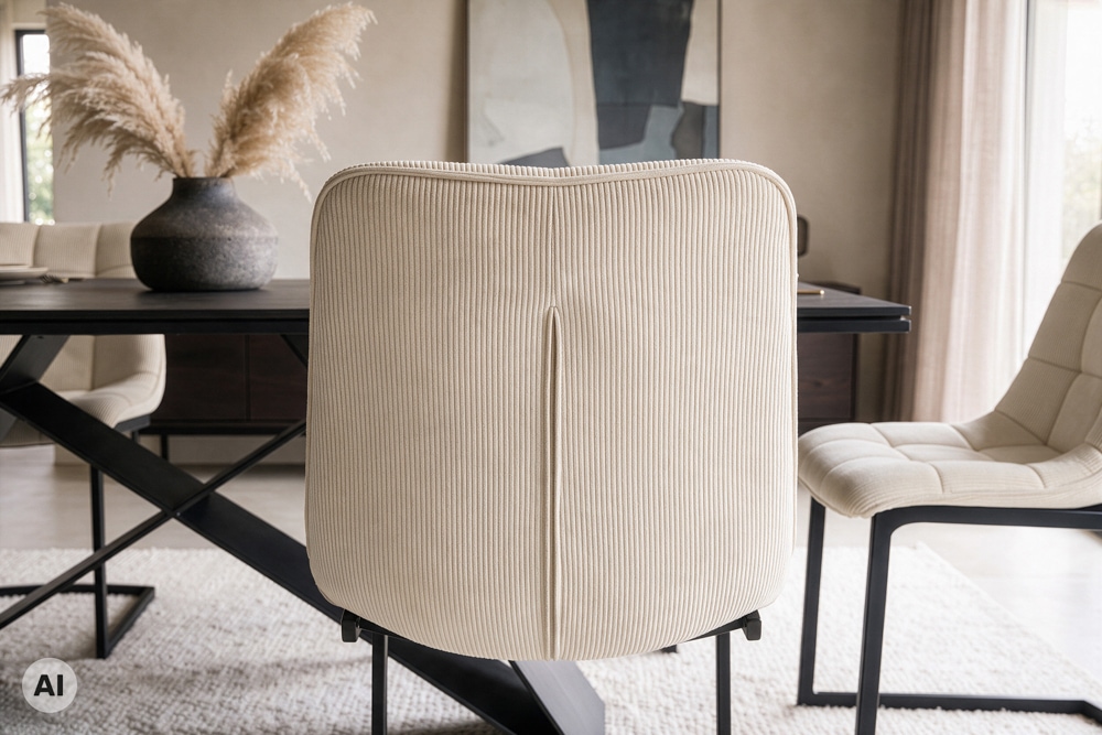 Freischwinger Stuhl MIAMI beige Cord matt schwarz Metallgestell