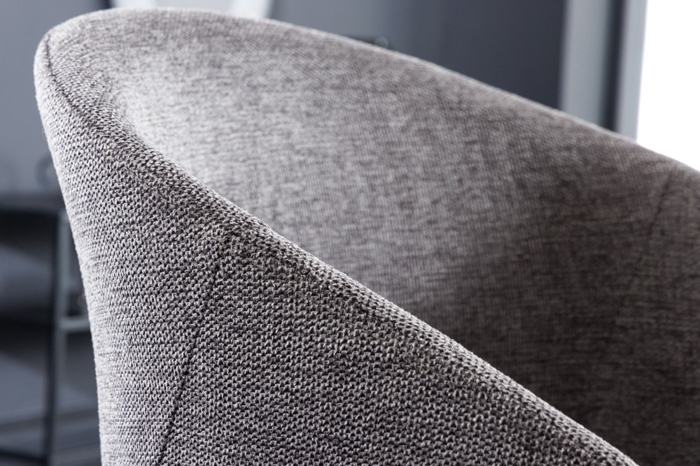 Design Stuhl NORDIC STAR grau Strukturstoff Massivholz mit Armlehne gepolstert