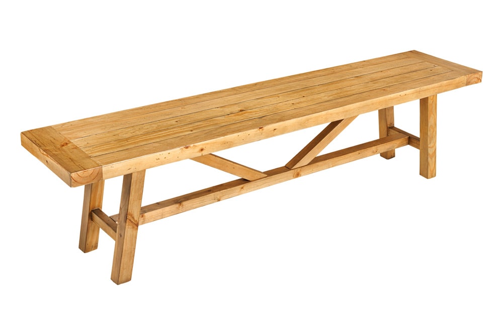 Massive Sitzbank RIVIERA 180cm natur recyceltes Pinienholz Landhaus-Stil