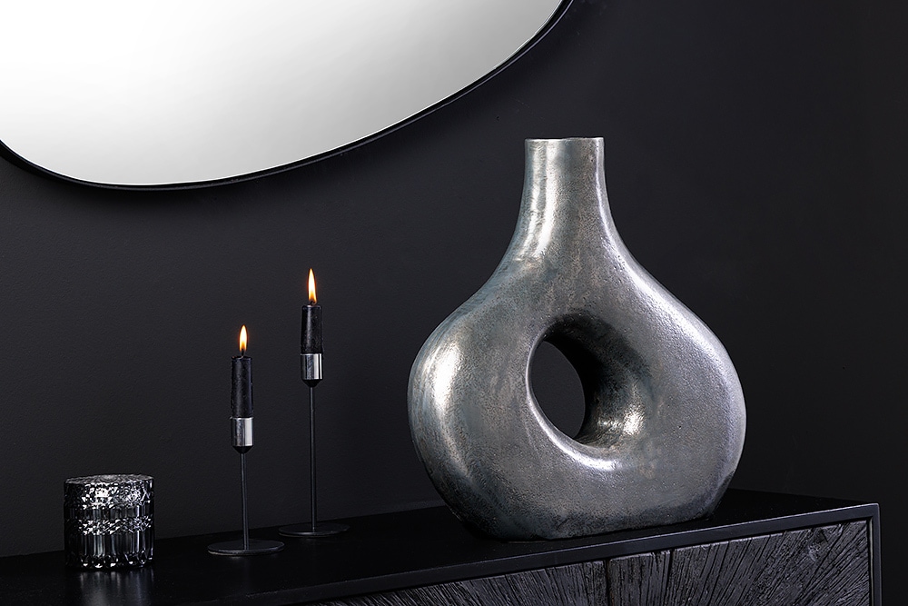Handgefertigte Vase RING 40cm dunkelgrau Metall Dekoration Blumenvase » Jetzt kaufen
