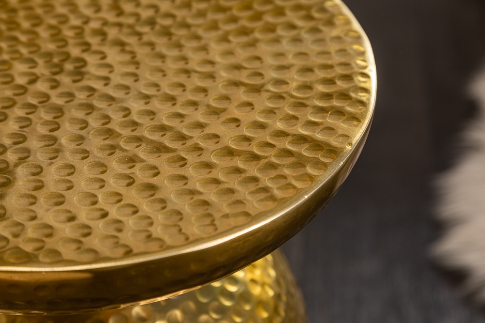 Handgearbeiteter Beistelltisch ORIENT 50cm gold Hammerschlag Design