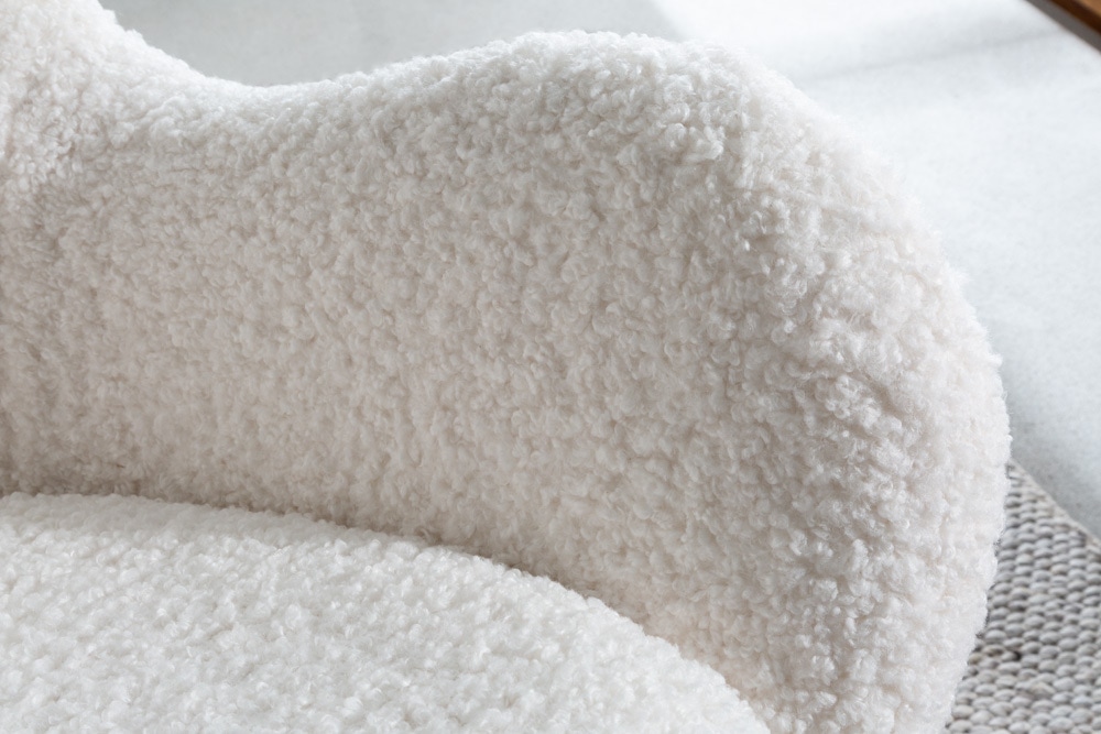 Design Schaukelstuhl SCANDINAVIA SWING weiß Bouclé Sessel schwarz Metall