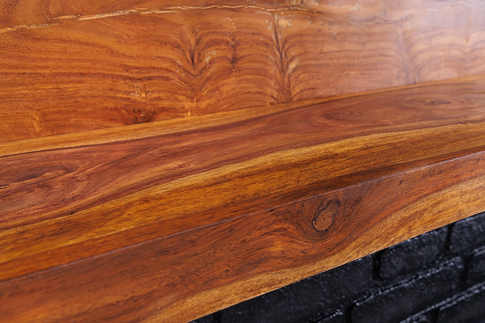Massives Wandregal MAKASSAR 80cm braun Sheeshamholz stone finish handmade