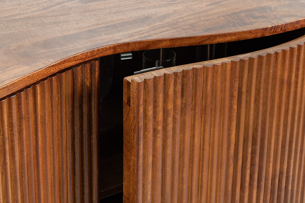 Massives Sideboard GRANDEUR 180cm braun Mangoholz schwarz Metall
