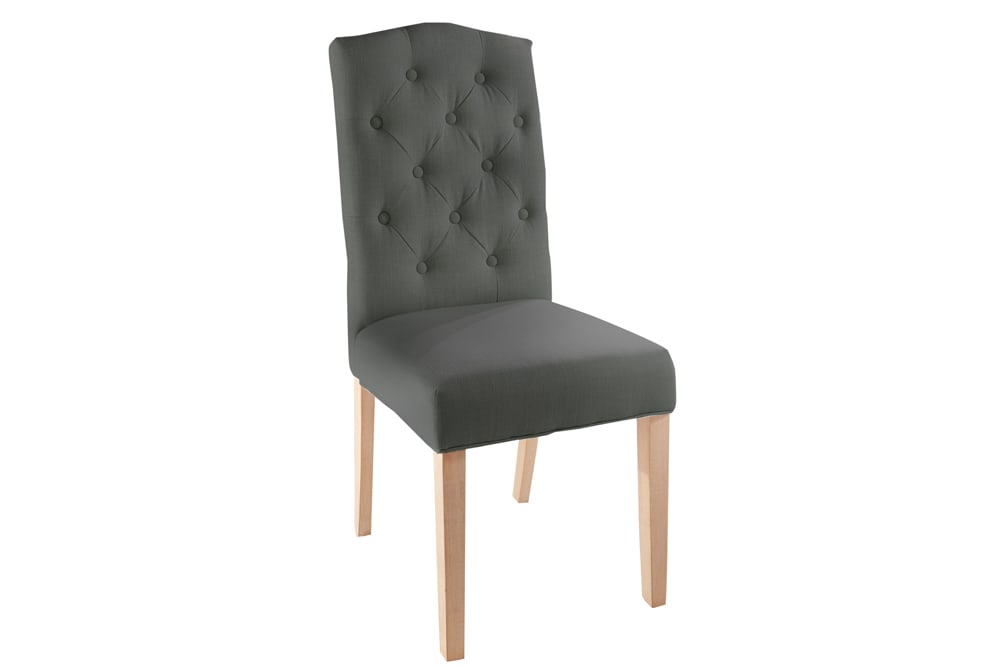 Eleganter Stuhl CASTLE grau mit Chesterfield Steppung