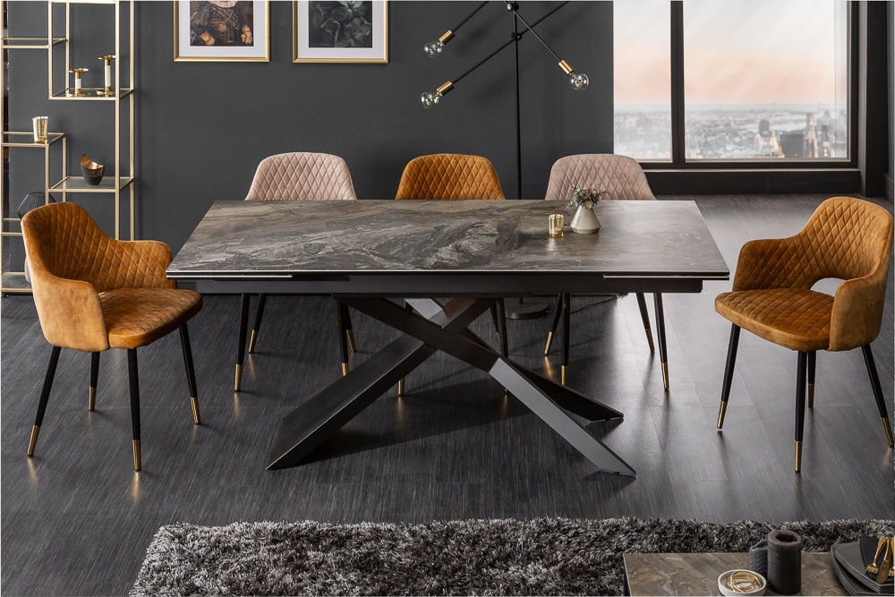 Ausziehbarer Esstisch EUPHORIA 180-220-260cm taupe anthrazit Keramik made in Italy