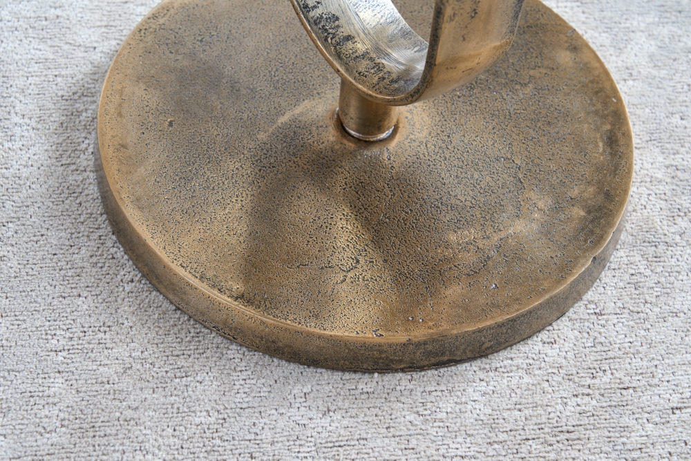 Runder Beistelltisch ELEGANCE 60cm messing Mangoholz Metall Aluminium massiv handmade