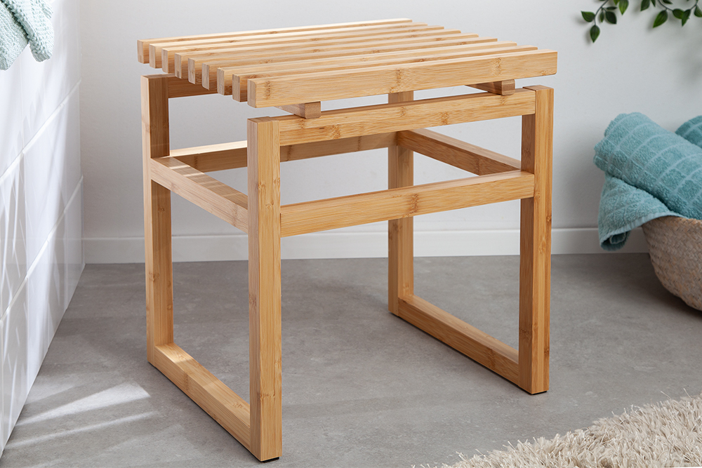 Design Sitzhocker LAGOON SPA 40cm Bambusholz Badhocker