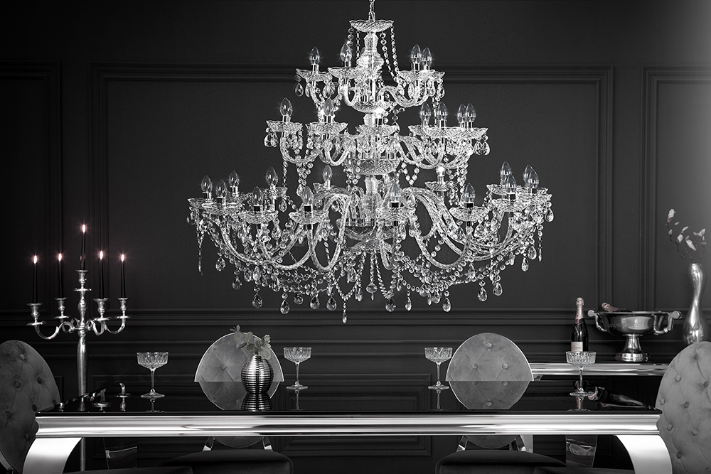 Design Kronleuchter CRYSTAL XXL 120cm klar Acryl 30-armig Kristall-Lampe Design Kronleuchter CRYSTAL XXL 120cm klar Acryl 30-armig Kristall-Lampe