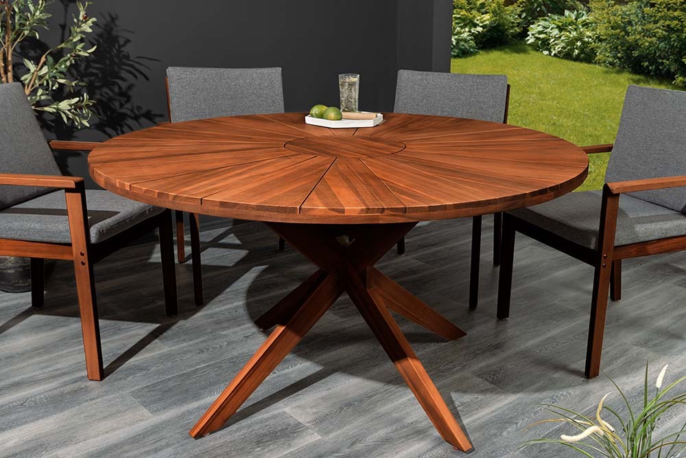 Runder Gartentisch KOPENHAGEN 140cm braun Akazienholz honey finish wetterfest Runder Gartentisch KOPENHAGEN 140cm braun Akazienholz honey finish wetterfest