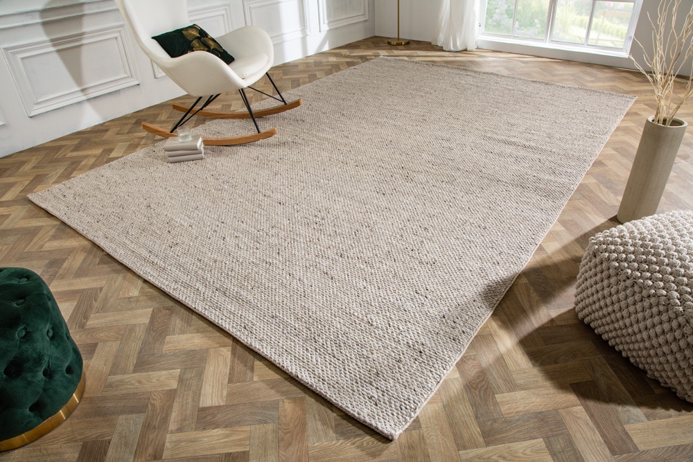 Design Teppich WOOL XXL 350x240cm silbergrau aus Wolle