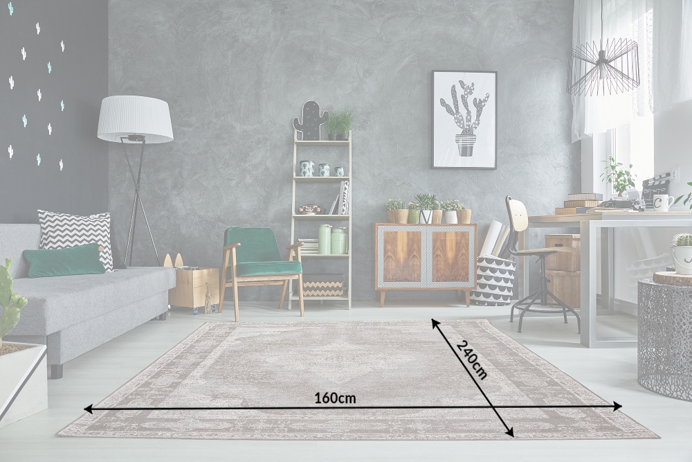 Orientalischer Baumwoll-Teppich PURE UNIQUE 240x160cm hellgrau geometrische Muster