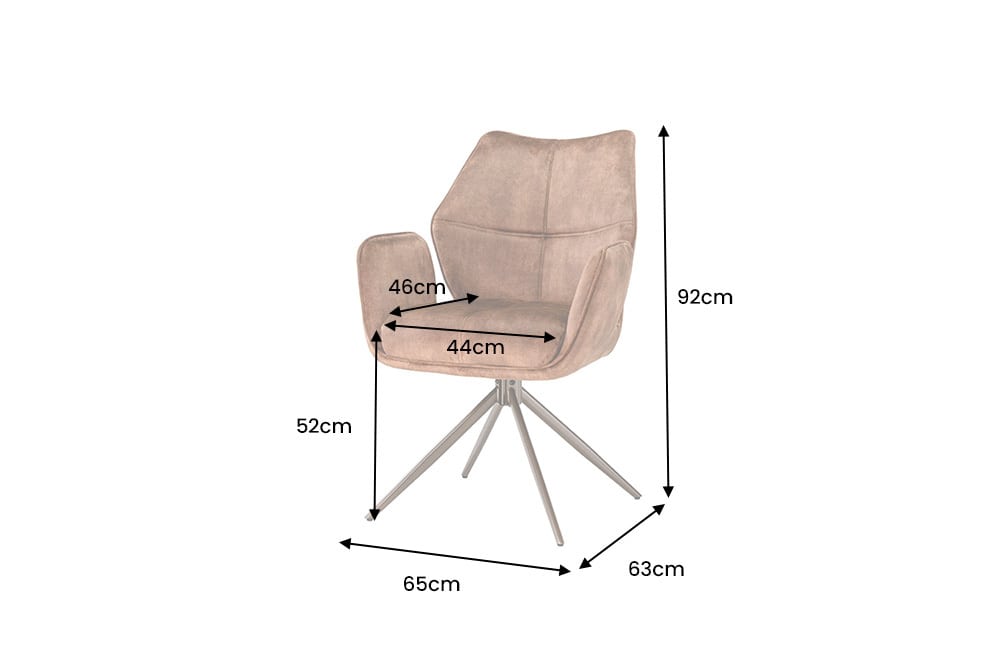 Drehbarer Design Stuhl CONCORD rost braun Samt Taschenfederkern Metallgestell braun