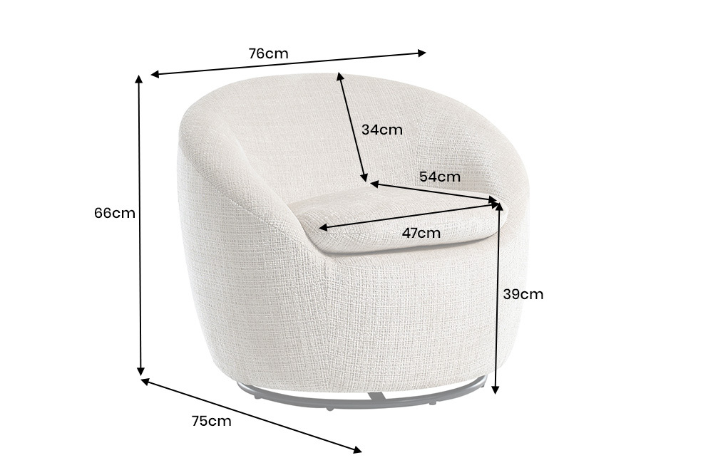 Drehbarer Design Sessel ALPINE beige Chenille Cremona 360° mit Armlehnen