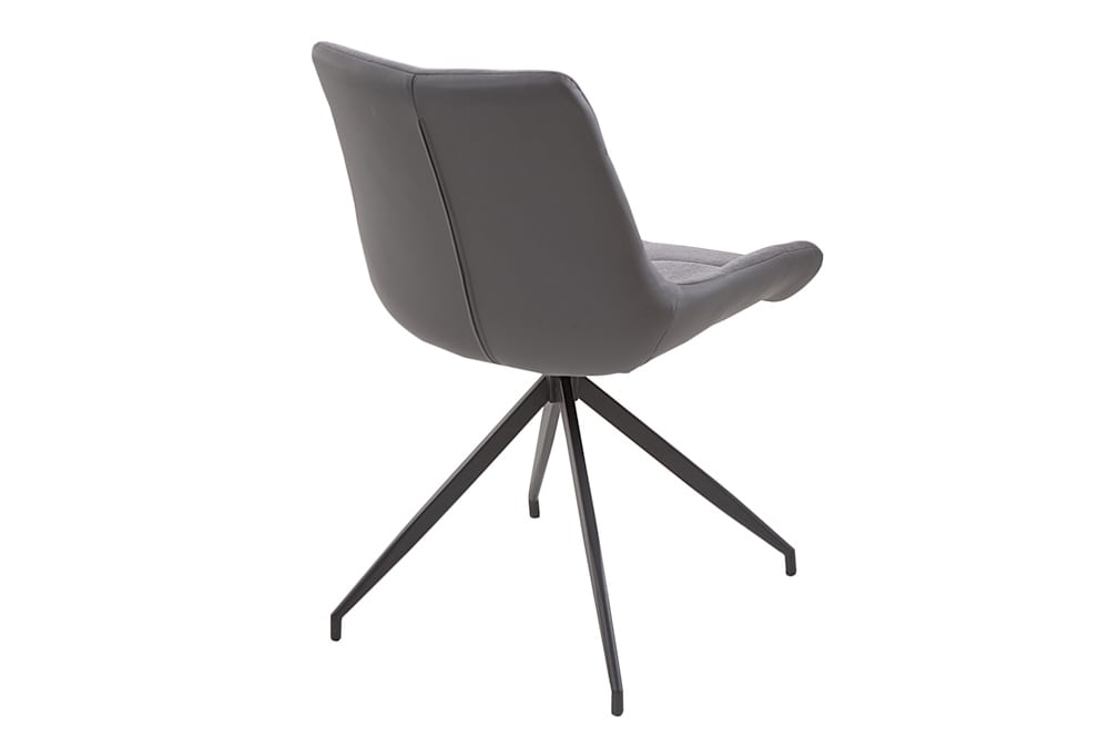 Design Stuhl DIVANI hellgrau Metallgestell schwarz im Retro Stil