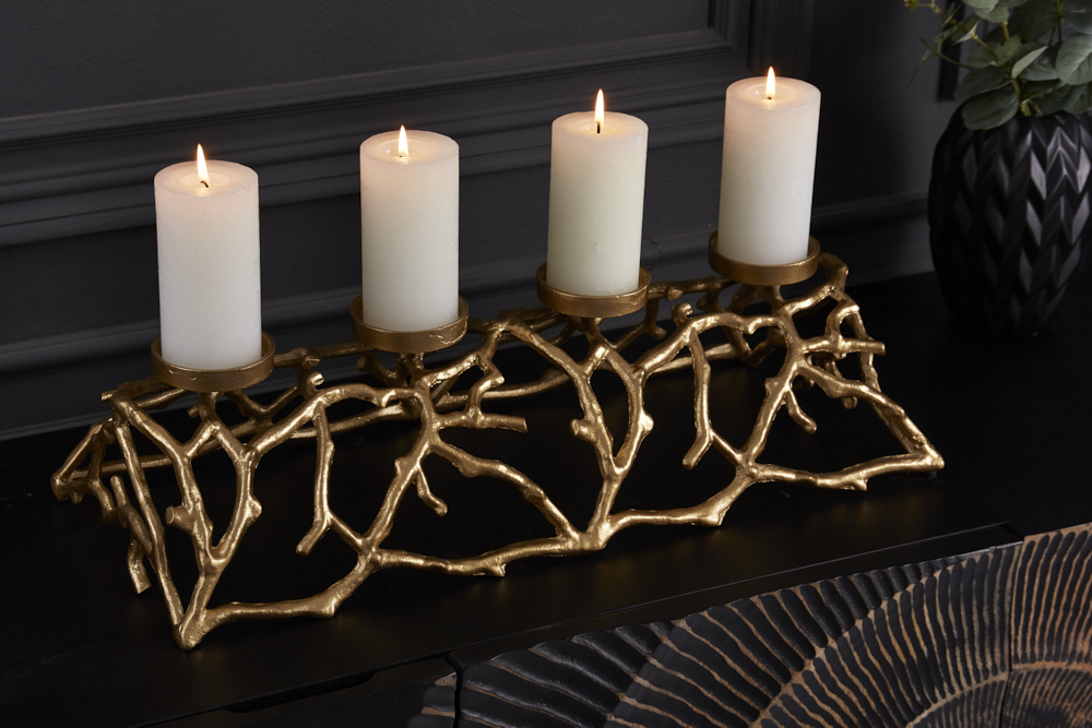 Eleganter Kerzenhalter ABSTRACT 60cm gold für 4 Kerzen