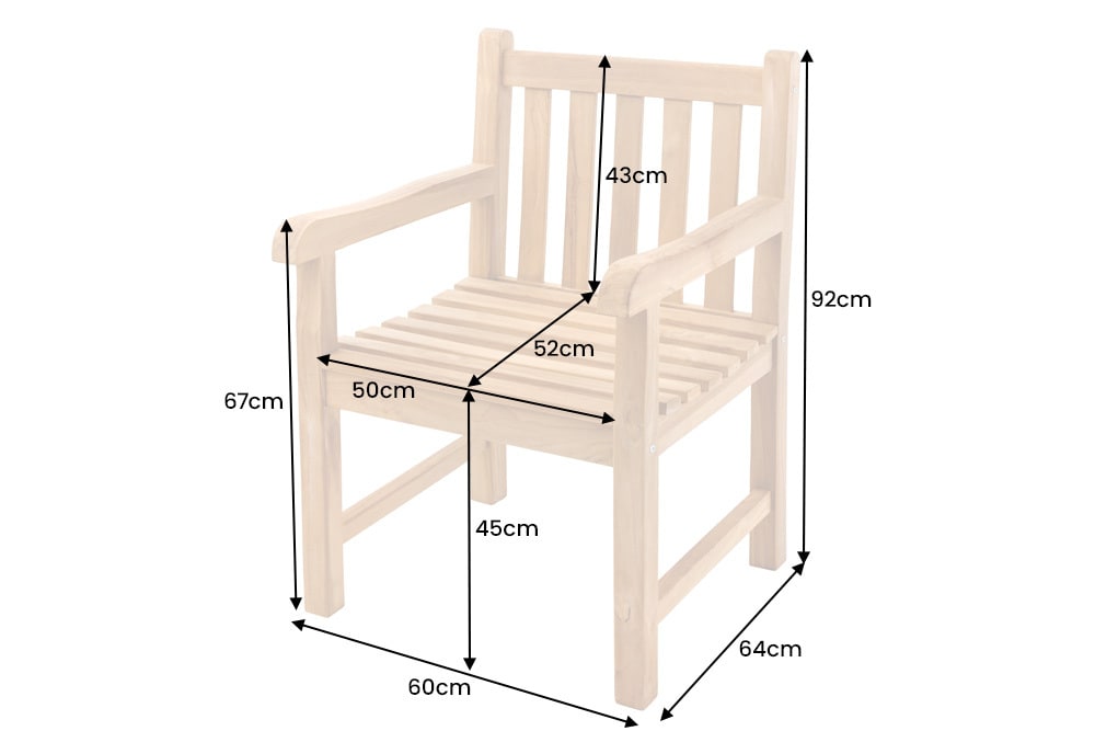 Massiver Gartenstuhl EMPIRE TEAK natur Teakholz Outdoor