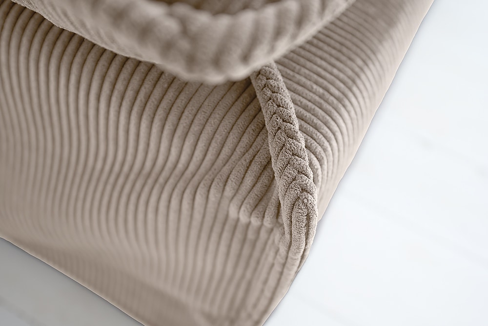 Großer Sitzhocker HEAVEN 100cm greige Cord Sofahocker abnehmbarer Bezug
