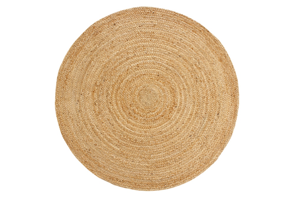 Runder Teppich PURE NATURE 150cm Jute handgewebt Flachgewebe