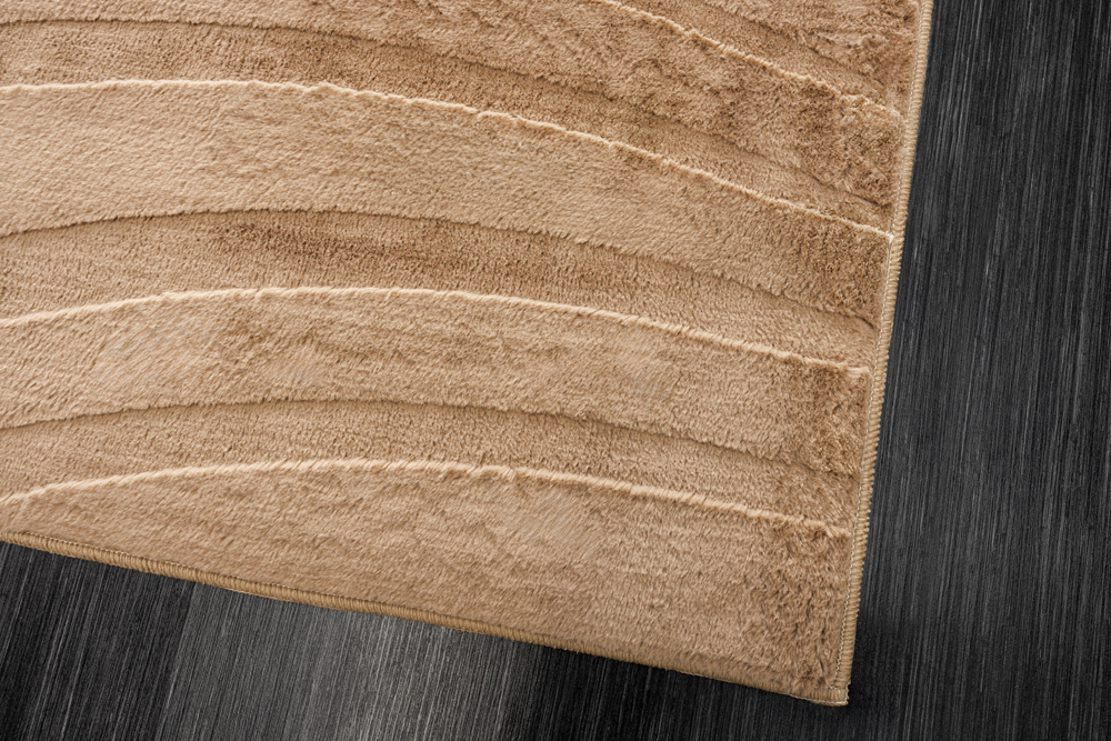 3D strukturierter Kurzflor XXL Teppich WAVE 350x230cm beige Hoch-Tief-Effekt