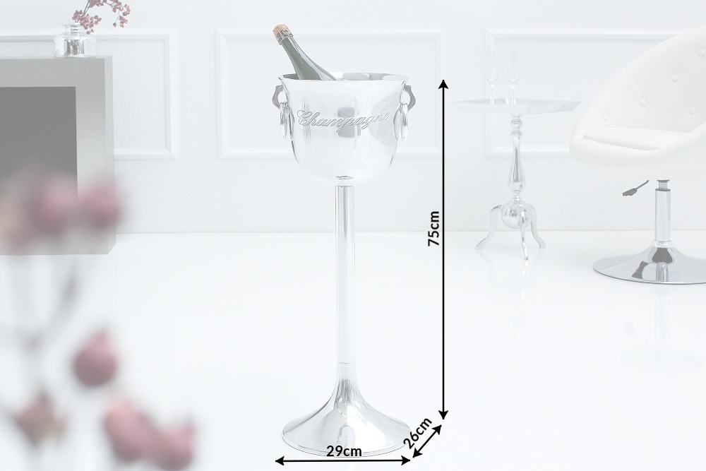 Eleganter Sektkühler CHAMPAGNE 75cm silber poliert Flaschenkühler
