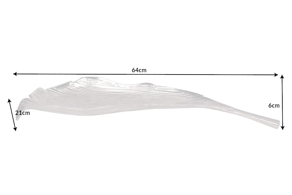 Handgefertigte Deko Schale ABSTRACT LEAF 65cm silber Aluminium