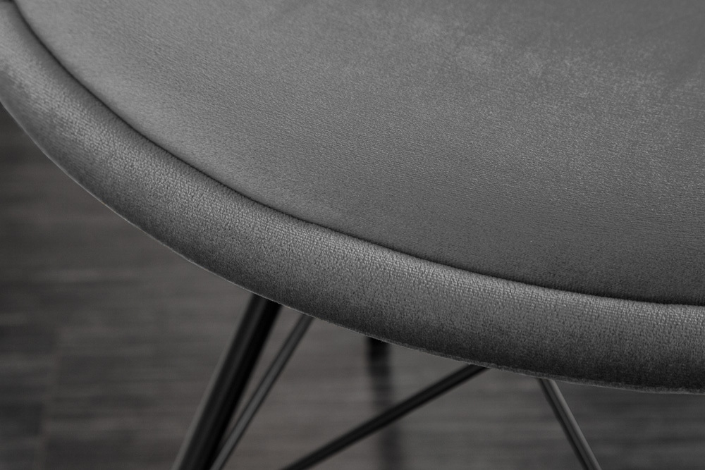 Design Stuhl SCANDINAVIA MEISTERSTÜCK grau Samt schwarze Metallbeine