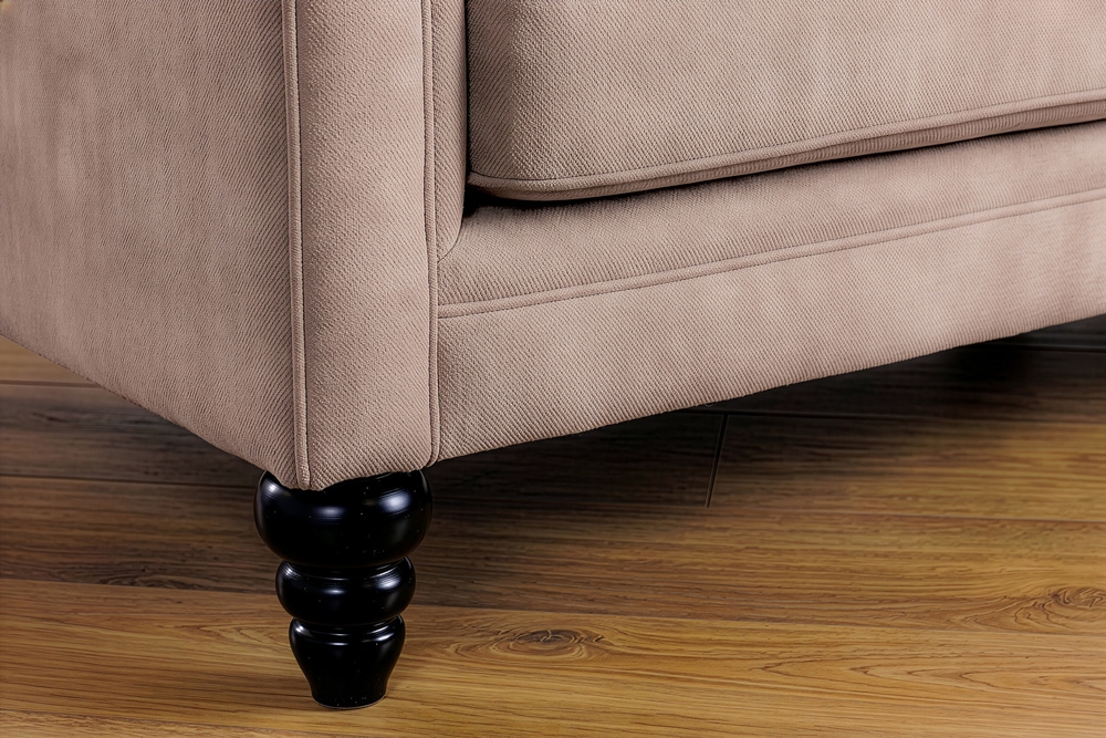 Schlafsofa MAISON BELLE AFFAIRE 220cm greige Vogue Seiden Samtstoff 3-Sitzer
