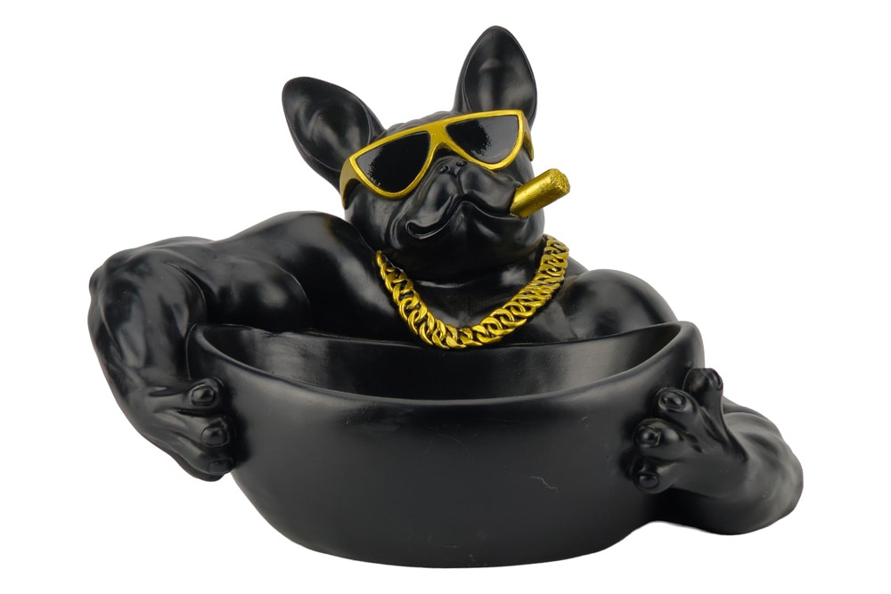 Deko-Figur BULLDOG 35cm schwarz handmade Schale mit Ablagefach Deko-Figur BULLDOG 35cm schwarz handmade Schale mit Ablagefach