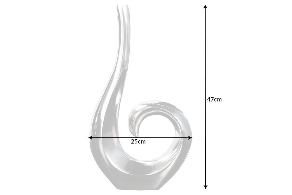 Moderne Vase WAVE 47cm silber Aluminium poliert Dekoration