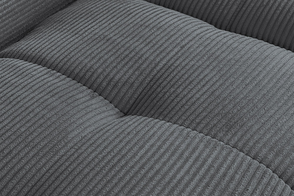Modernes Ecksofa ZERO GRAVITY 240cm dunkelgrau Cord 3-Sitzer Couch L-Form
