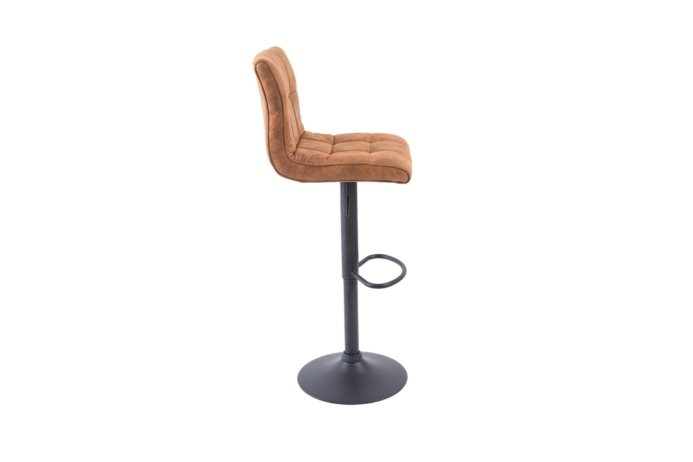 Höhenverstellbarer Barhocker MODENA vintage braun Microfaser Metall schwarz mit Lehne drehbar