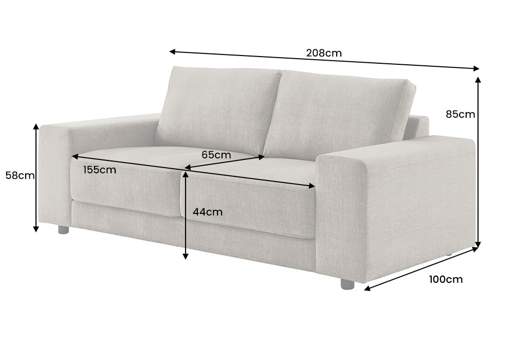 Großes Sofa LOFT 210cm taupe Vogue Velours Samt 3-Sitzer Couch Taschenfederkern