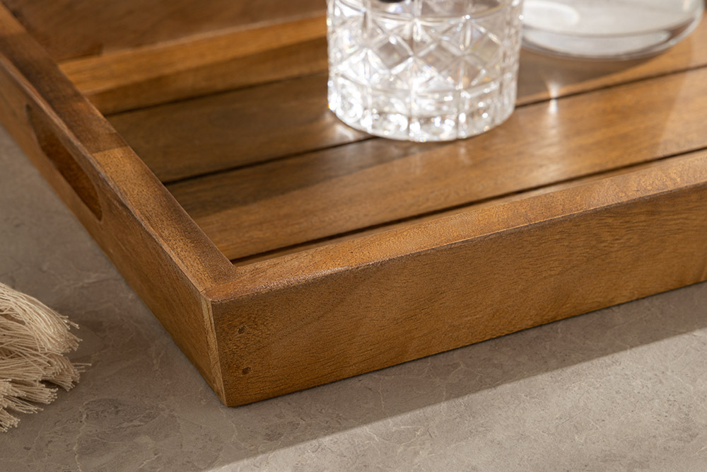 Massives Tablett MAKASSAR 45cm braun honey finish Mangoholz