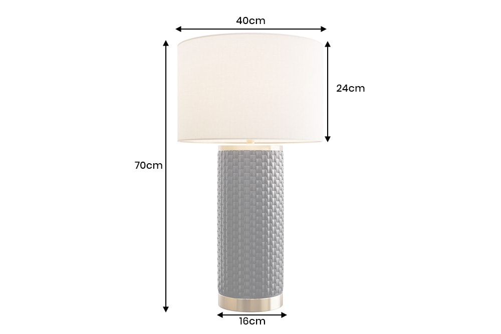 Moderne Tischlampe ELEGANCIA 70cm schwarz gold Keramik rund Stoffschirm
