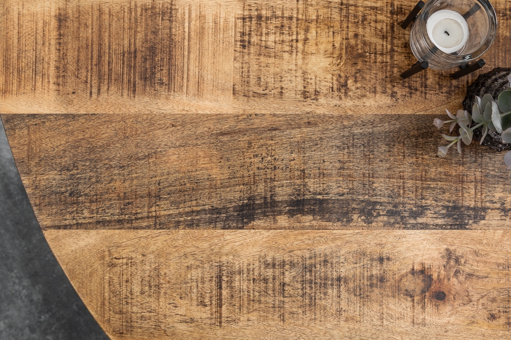 Massiver Esstisch IRON CRAFT 120cm rund natur Mangoholz