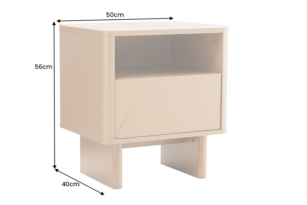 Design Nachttisch SAVOY 50cm grau beige greige Keramik Travertin Beistelltisch