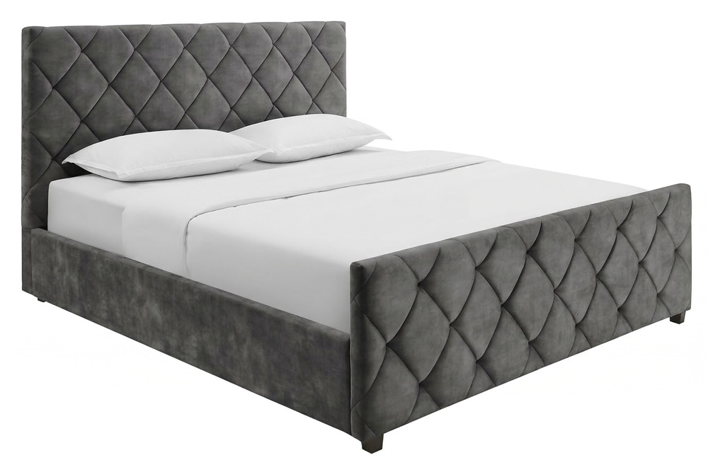 Design Boxbett ELYSIUM 180x200cm dunkelgrau Samt mit Stauraum und Lattenrost