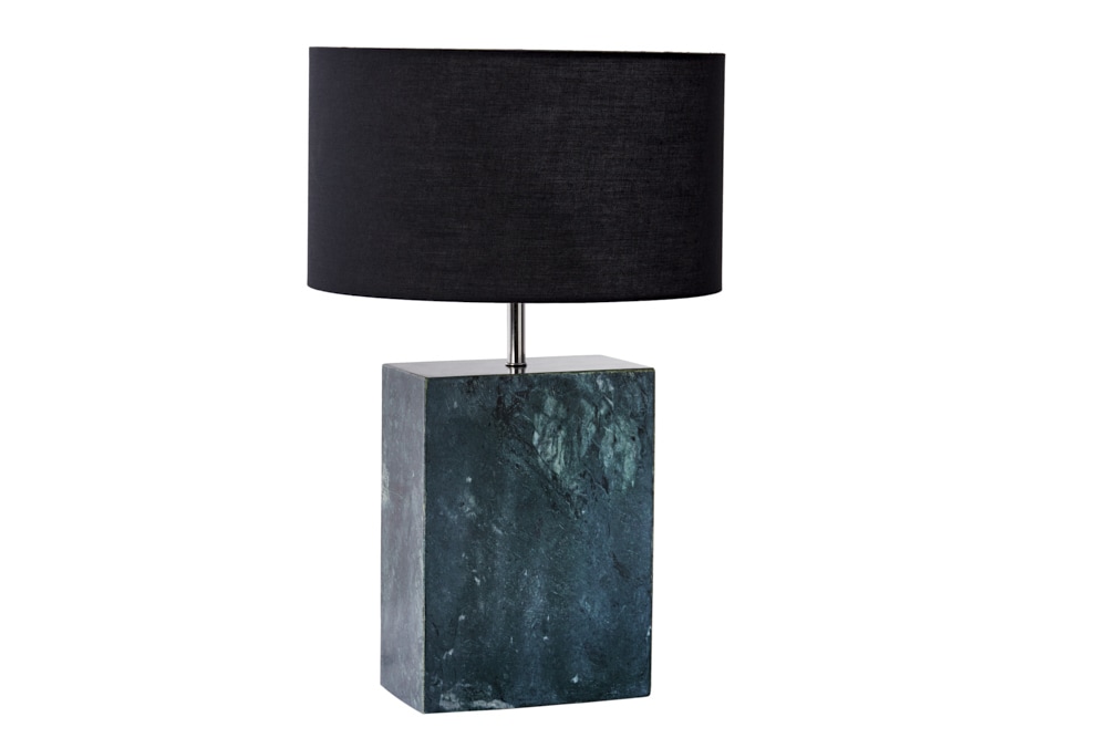 Design Tischlampe NOBLE 55cm grün Marmorfuß Stoffschirm